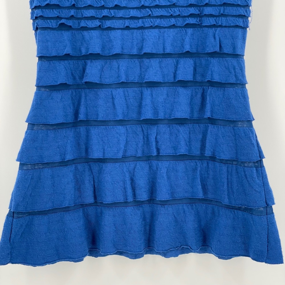 Max Studio Womens M Royal Blue Tiered Ruffle Sleeveless Tunic Top Going Out - Picture 4 of 7